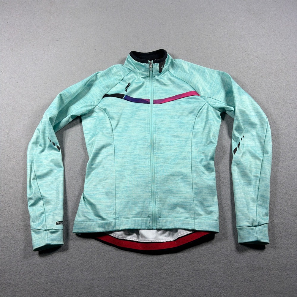 Specialized Therminal Jersey Women Small Slim Fit Teal Pink Long Sleeve Cycling